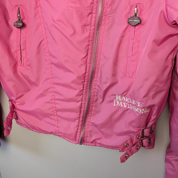 HARLEY DAVIDSON Girl Fall Or Spring Coat Size Large (12-14) CROP Baby Pink - Picture 3 of 10